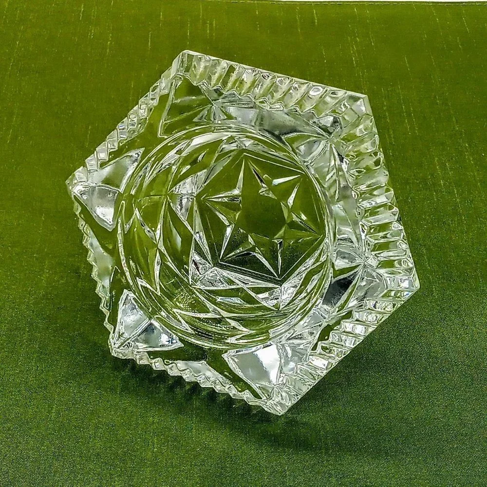 Cristal D'Arques Clear Lead Crystal Hexagonal Candle Holder